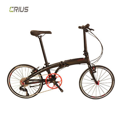 Bicicleta dobrável de 20 polegadas com 9 engrenagens de velocidade e design portátil feito de material de liga
