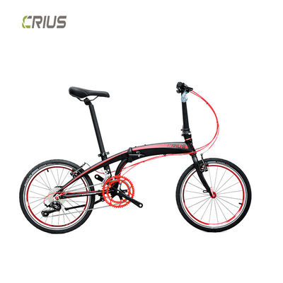 Bicicleta dobrável de 20 polegadas com 9 engrenagens de velocidade e design portátil feito de material de liga