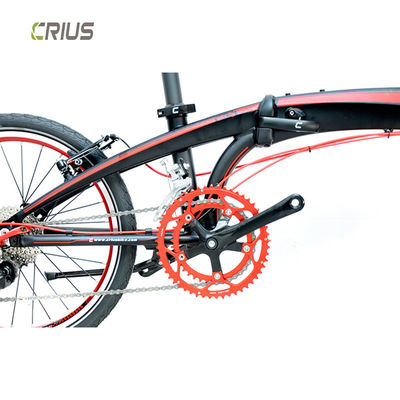 Bicicleta dobrável de 20 polegadas com 9 engrenagens de velocidade e design portátil feito de material de liga