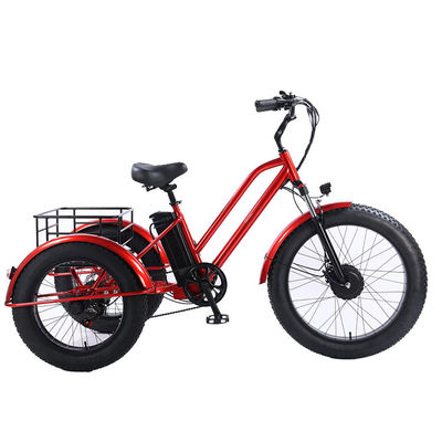Frente 24 traseiro 20 pneu de neve triciclo elétrico com SHIMANO traseiro 7-velocidade e bateria 48V15A