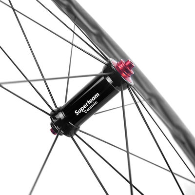 Fibra de carbono Superteam Road Bike Wheel Set 25mm Largura 50mm Profundidade Hubs de Rolamentos Cerâmicos