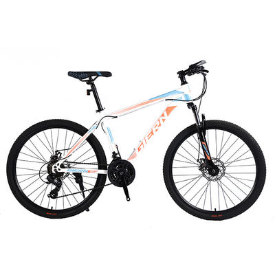 Rodas dianteiras e traseiras, travões de disco, bicicleta de montanha de 26 polegadas com estrutura de aço resistente.
