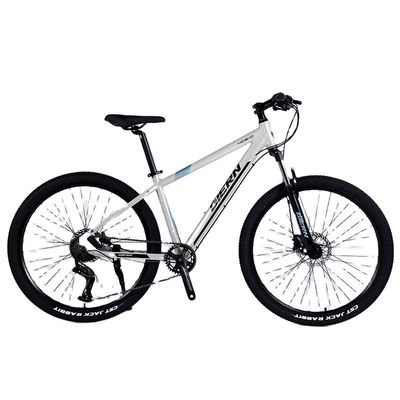 Bicicleta de montanha de estrutura de aço com travão de disco dianteiro e traseiro